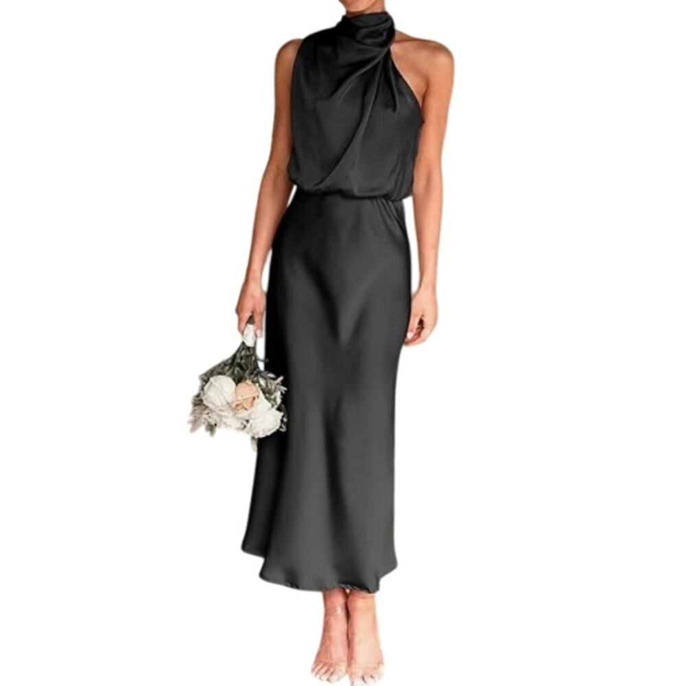 Prettygarden Asymmetrical Satin Maxi Dress